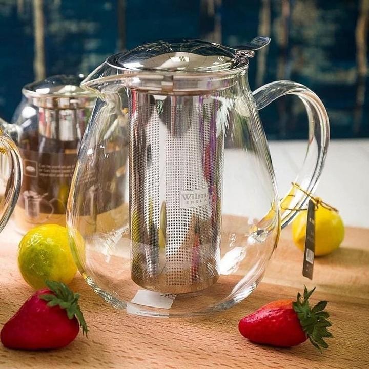 Wilmax Thermo Glass Teapot – 20 Fl Oz with Flip Lid Infuser