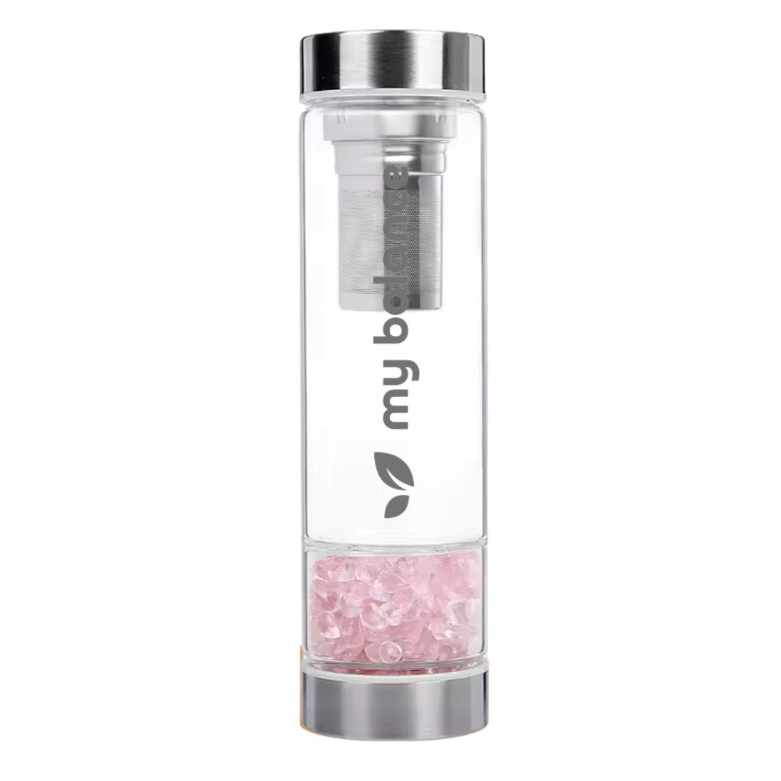 My Balance Borosilicate Glass Bottle with Pink Quartz