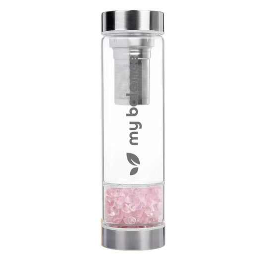 My Balance Borosilicate Glass Bottle with Pink Quartz